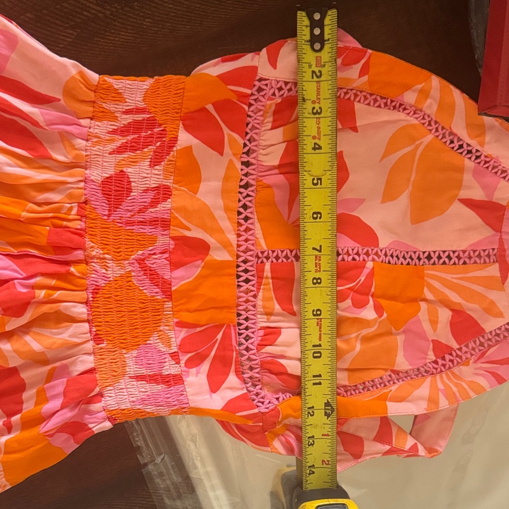Anthropologie Abel the Label Floral Maxi Dress with Tie back- Orange and Pink XS - Picture 7 of 9